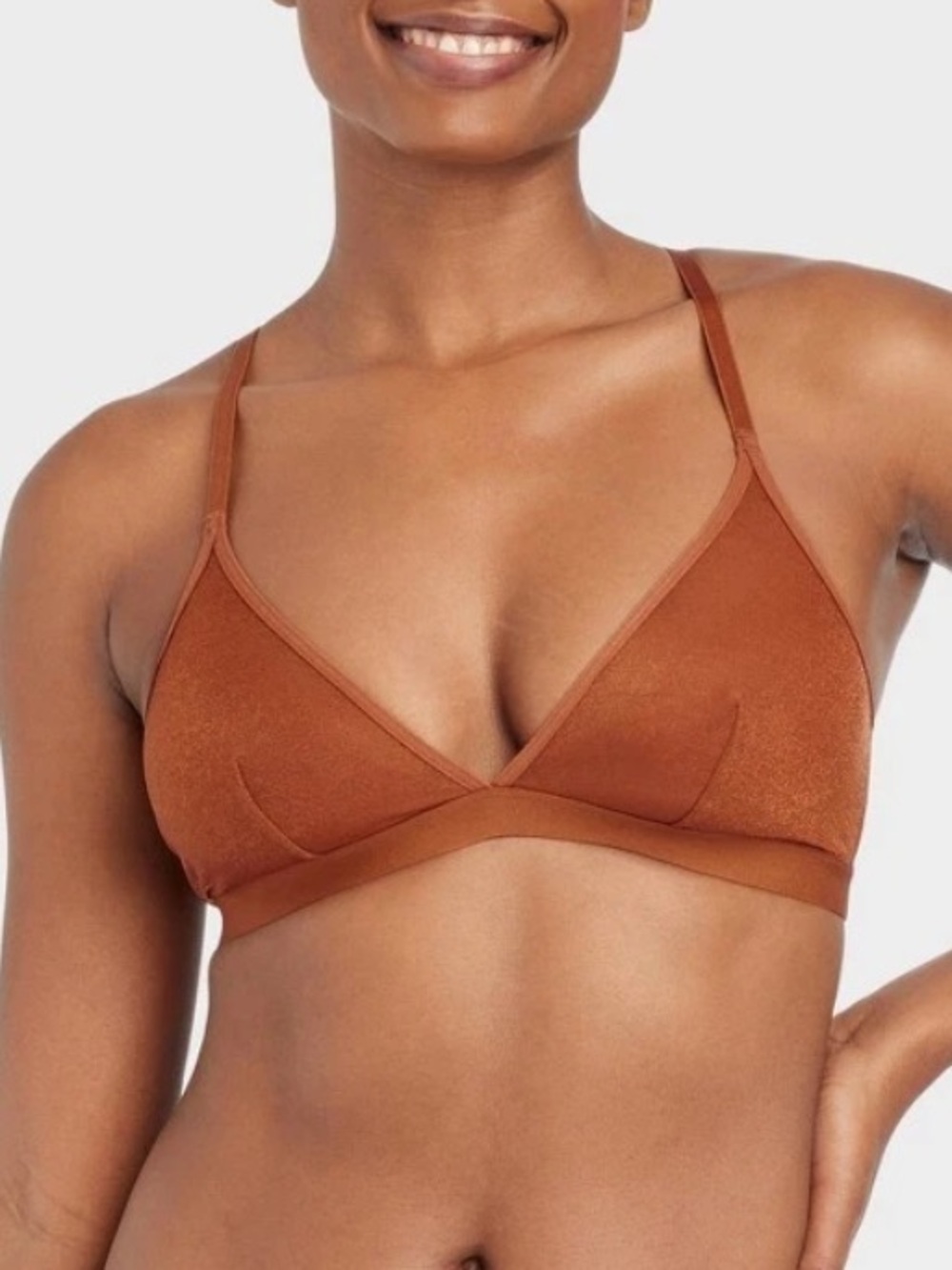 2/$20 NWT Auden bralette bra burnt orange rust small wire free no padding brown
